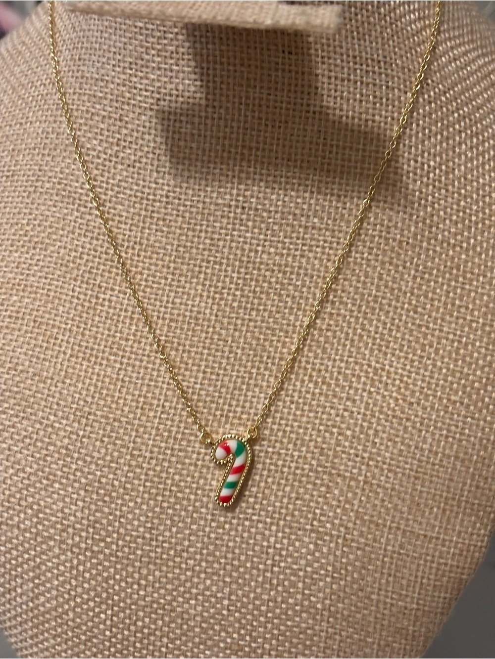 Kendra Scott Gold Candy Cane Enamel Pendant Necklace - Red, Green, White